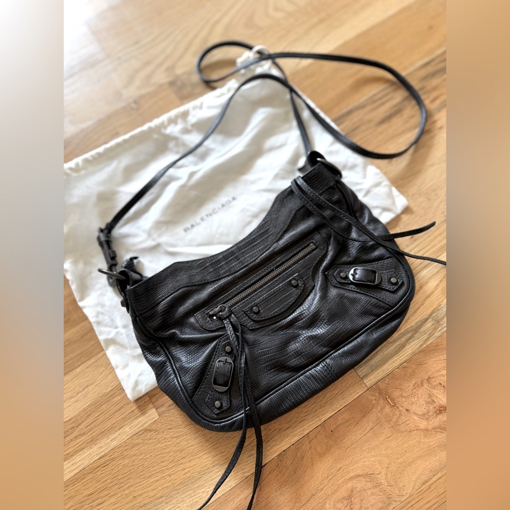 Balenciaga Le City Black Leather Crossbody Purse Bag